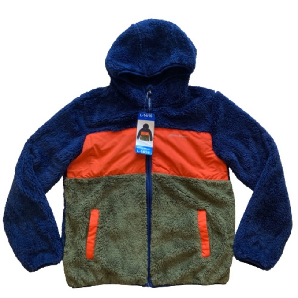 Eddie Bauer Youth Hooded Fleece Sweater Jacket Kids Size L-14/16 NWT
